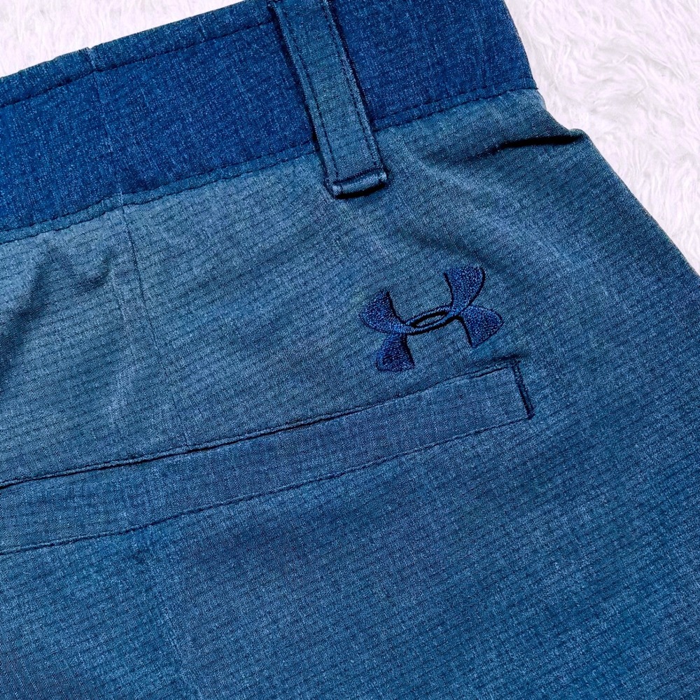 Under Armour UA Golf Shorts Mens 36 Blue HeatGear Loose Fit Micro Texture 6496